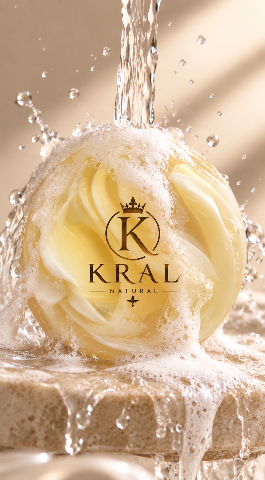 Дизайнерське мило Kral Natural під струменем води